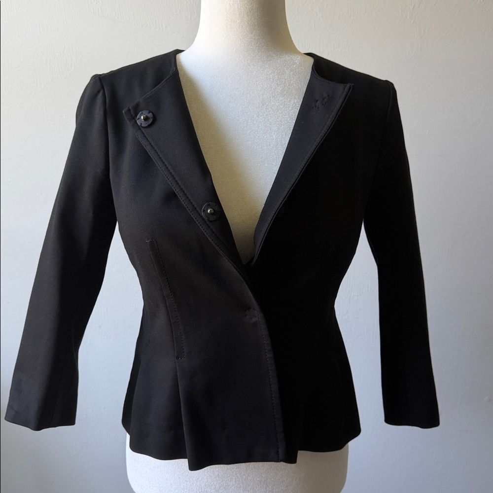 BANANA REPUBLIC Women’s Ponte Peplum Jacket Black Blazer Size 0
